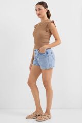 0430 Örme Bluz - Camel