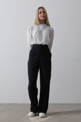 Beli Yarım Lastikli Palazzo Pantolon - Lacivert