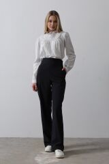 Beli Yarım Lastikli Palazzo Pantolon - Lacivert