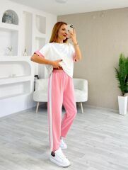 Kadın Modal Dokulu Kumaş Yanı şeritli Takım