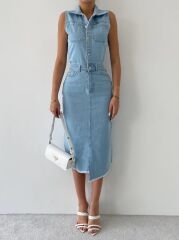 Meldia Jean Sıfır Kollu Elbise