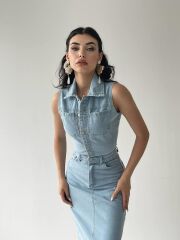 Meldia Jean Sıfır Kollu Elbise