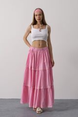 Dantel Detaylı Etek - Pembe