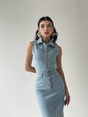 Meldia Jean Sıfır Kollu Elbise