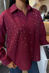 Kristal Taş Çakımlı Poplin Gömlek 3413
