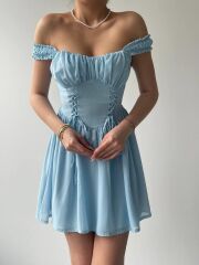 Aria Büzgü Askılı Elbise