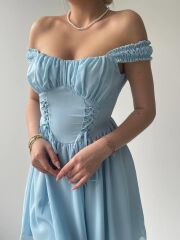 Aria Büzgü Askılı Elbise