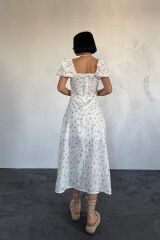 Lila Çiçekli Yazlık Elbise