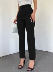 Zra Pileli Havuç Pantolon -Siyah