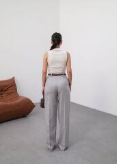 Keten Kemerli̇ Ve Dökümlü Palazzo Pantolon (Kemer Dahi̇l)