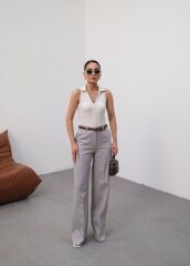 Keten Kemerli̇ Ve Dökümlü Palazzo Pantolon (Kemer Dahi̇l)