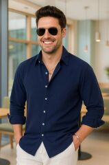 Erkek Uzun Kollu Regular Sofya Keten Gömlek