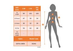 Kadın V Yakalı önden Düğme Detay Beli Lastikli Keten Kısa Elbise