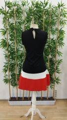 Kadın Sıfır Kol Yarı Balıkçı Yaka şerit Detaylı Ithal Krep Elbise