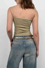 Askı Detay Parlak Triko Bluz