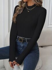 Kadın Uzun Kollu Balıkçı Yaka şardonlu Kaşkorse Bluz