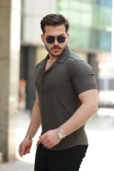 Erkek Apaj Yaka Kısa Kollu Gömlek