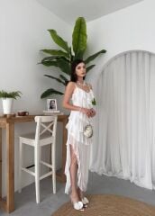 Ples Yırtmaç Detaylı Elbise