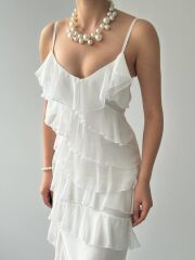 Ples Yırtmaç Detaylı Elbise