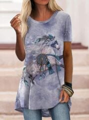 Kadın Kısa Kollu Bisiklet Yaka Salaş Süprem Bluz