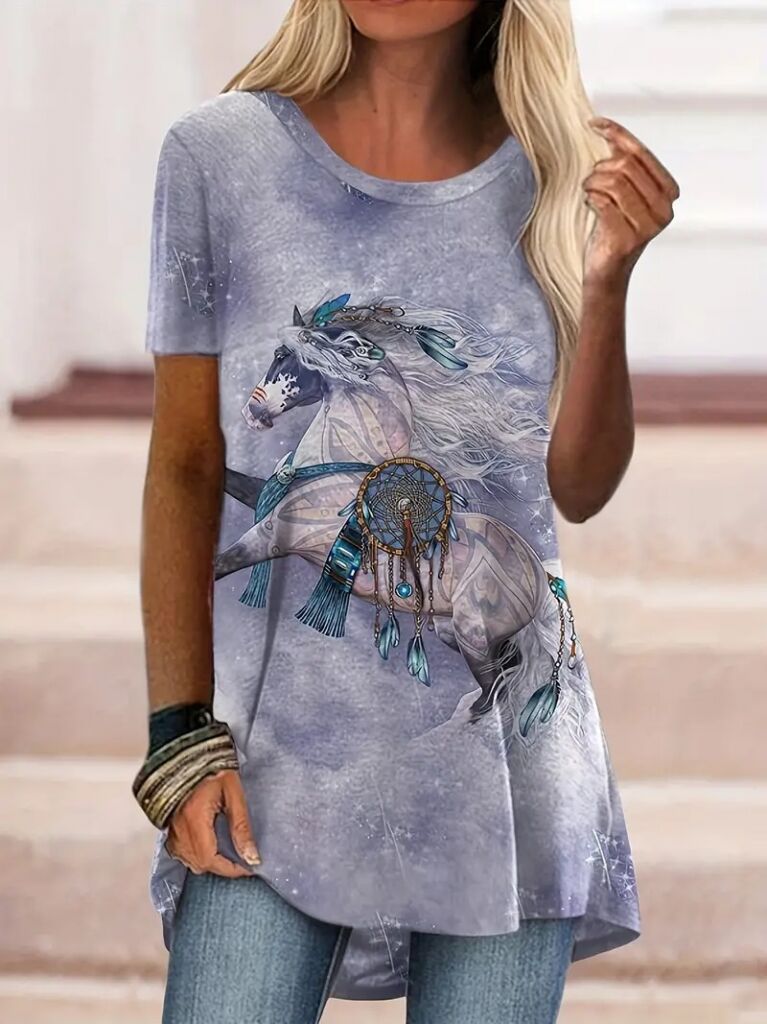 Kadın Kısa Kollu Bisiklet Yaka Salaş Süprem Bluz