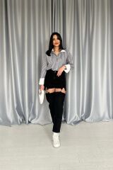 Siyah Askılı İki Parça Jeans Pantolon