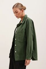 20192 Oversize Gabardin Gömlek Ceket - Haki