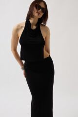 Parlak Kumaş Maxi Etek