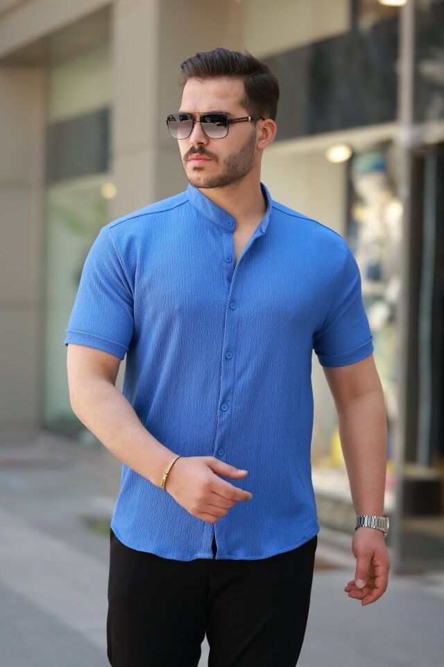 Erkek Hakim Yaka Kısa Kollu Gömlek