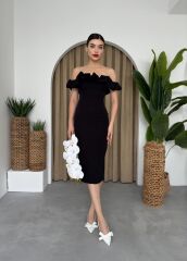 Popi Madonna Yaka Kalem Elbise