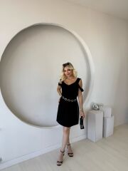 Kadın Askılı Soğuk Omuz Detaylı Modal Elbise