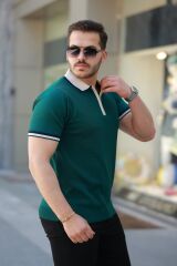 Erkek Renkli Yaka Kısa Kollu Tişört