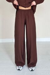 Kahverengi Alice Gömlek Ve Bol Kesim Pantolon Takım