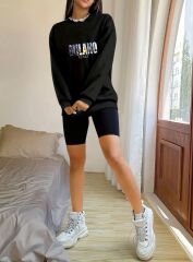 Kadın Uzun Kollu Bisiklet Yaka Desenli Viskon Iki Iplik Bluz