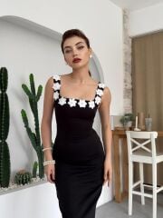 Mıng Çiçek Detaylı Elbise