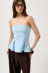 Pileli Straplez Bluz