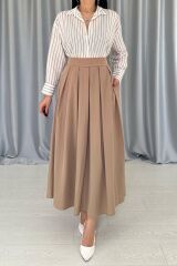 Camel Uzun Pileli Etek