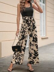 Kadın Askılı Yuvarlak Yaka Beli Kuşaklı üst Viskon Alt Dalgıç Tulum