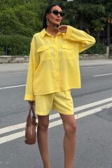 Gömlek Ve Şort Flamlı Keten Takım 10130