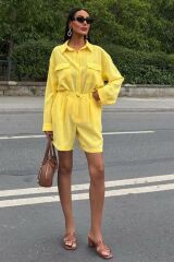 Gömlek Ve Şort Flamlı Keten Takım 10130