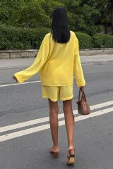 Gömlek Ve Şort Flamlı Keten Takım 10130