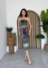 Mountain Straplez Tül Elbise