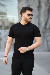 Erkek Viskon Kumaş Bisiklet Yaka Basic Tişört