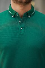 Erkek Düğmeli Yaka Waffle Kumaş Kısa Kollu Tişört