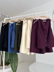 Midi Şortlu Ve Yelekli Viscon Takım 10167