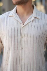 Erkek çizgili Keten Gömlek