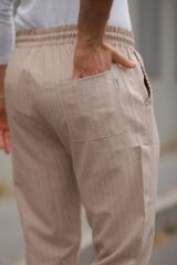 Erkek Beli Bağcıklı çizgili Pantolon