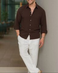 Erkek Uzun Kollu Regular Sofya Keten Gömlek