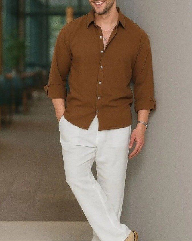 Erkek Uzun Kollu Regular Sofya Keten Gömlek
