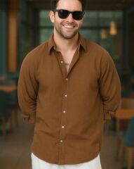 Erkek Uzun Kollu Regular Sofya Keten Gömlek